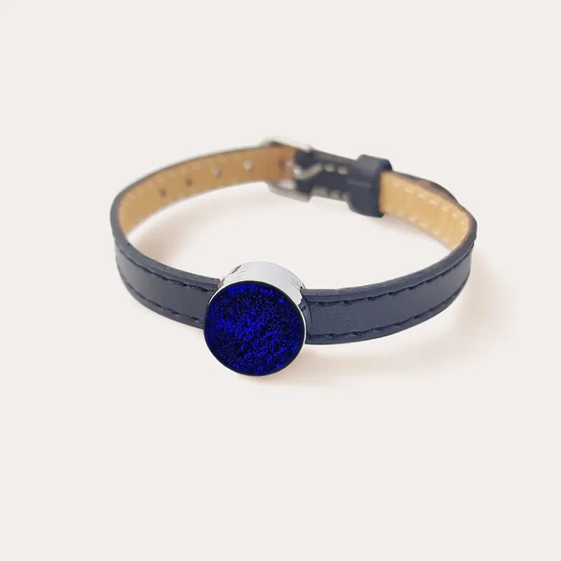 Bracelet cuir réglable pour femme bleu nocturnelle