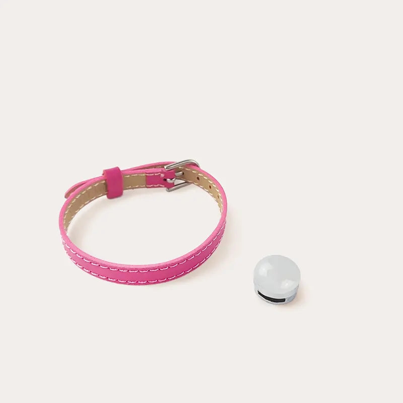 Bracelet en cuir rose avec Murano blanc lumine