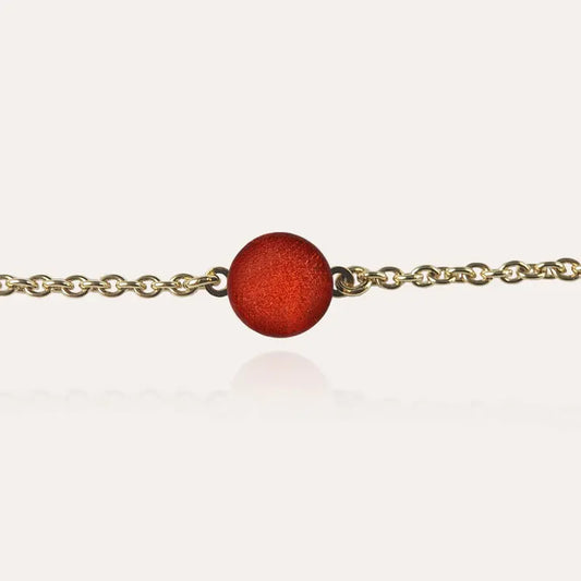 Bracelet douceur chaîne pour femme doré rouge flambesia