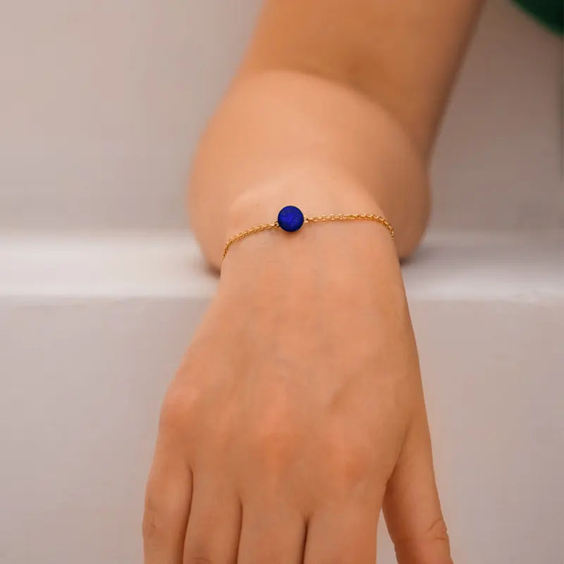 Bracelet douceur fin pour femme plaqué or bleu nocturnelle
