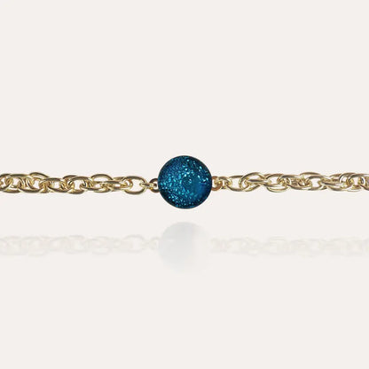 Bracelet ajustable pour femme, doré et bleu azuline