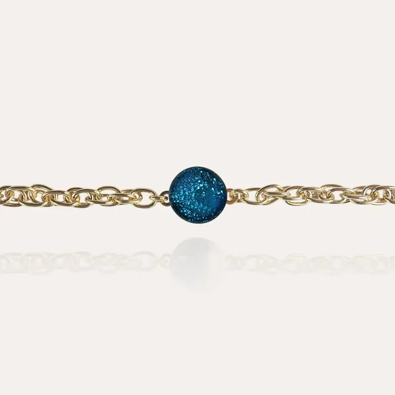 Bracelet ajustable pour femme, doré et bleu azuline