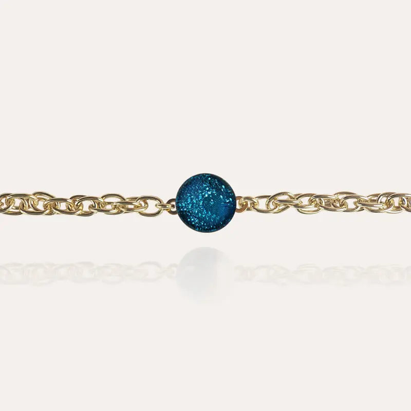 Bracelet ajustable pour femme, doré et bleu azuline