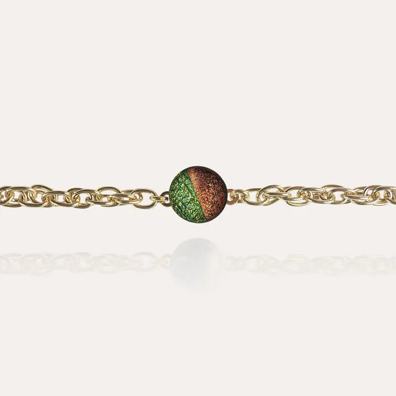 Bracelet à chaîne pour femme et or, marron terriane