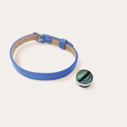 Bracelet femme en cuir bleu et vert oryna