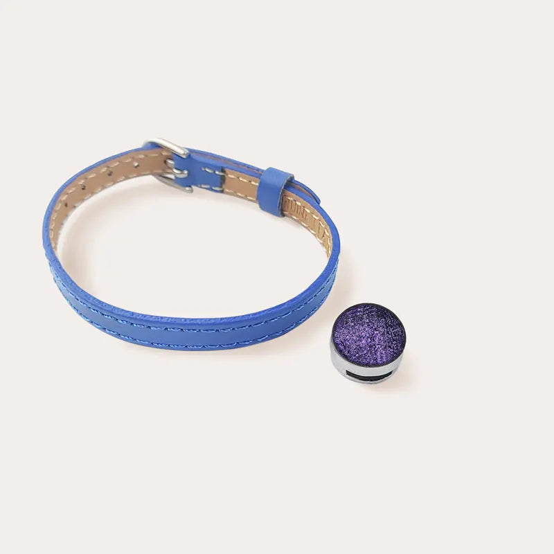 Bracelet femme en cuir bleu et violet lilalune