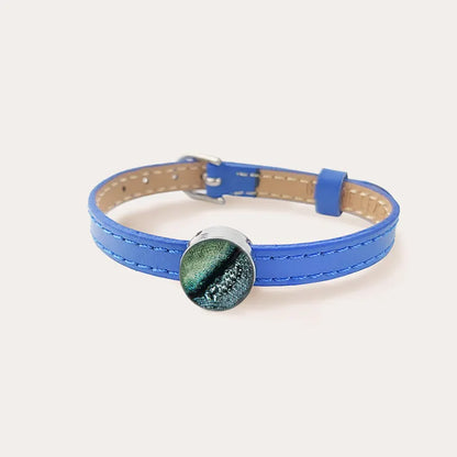 Bracelet femme en cuir bleu et vert oryna
