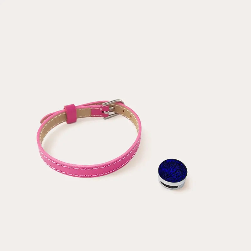 Bracelet femme en cuir rose et bleu nocturnelle