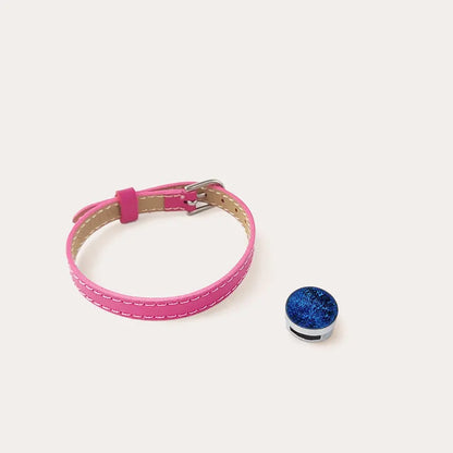 Bracelet femme en cuir rose, bijoux bleu lagonia