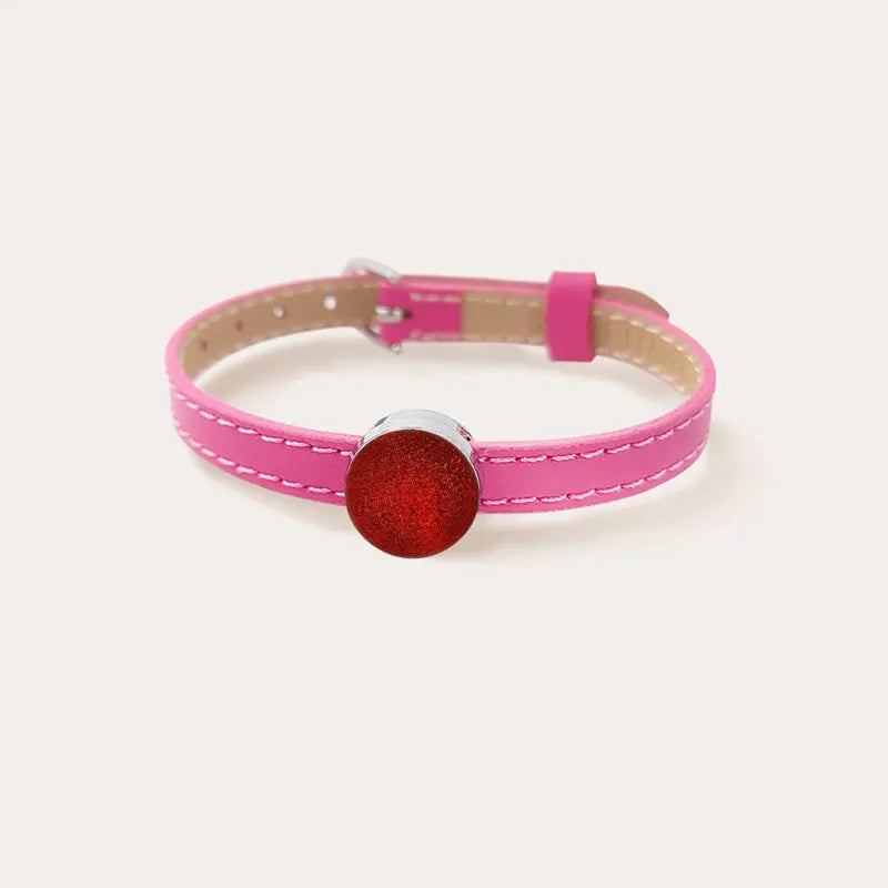 Bracelet femme en cuir rose, bijoux rouge flambesia