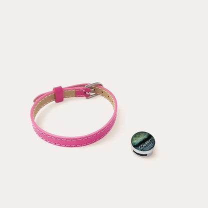 Bracelet femme en cuir rose, bijoux vert oryna
