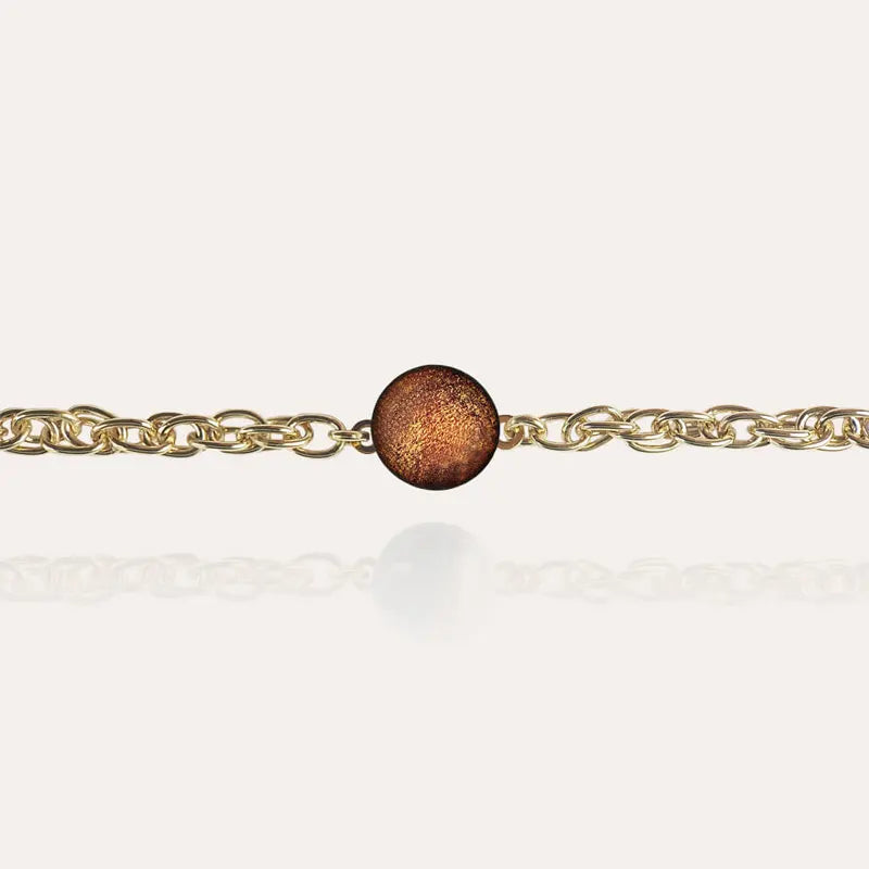 Bracelet fin pour femme et doré, marron et orange safrane