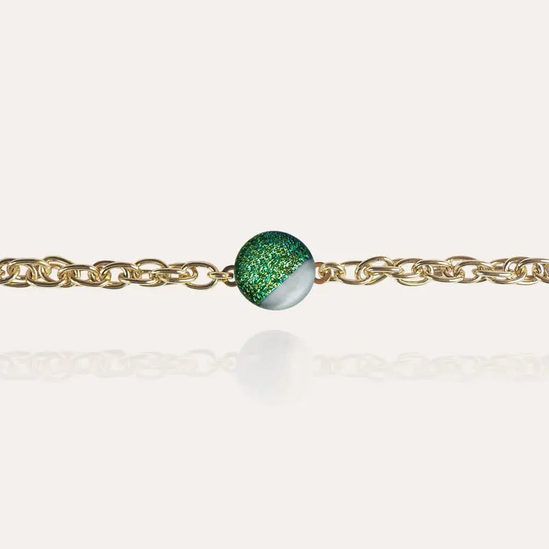 Bracelet large pour femme et doré, vert orneige