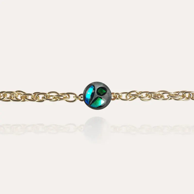 Bracelet de luxe pour femme en plaque or, bleu voluca