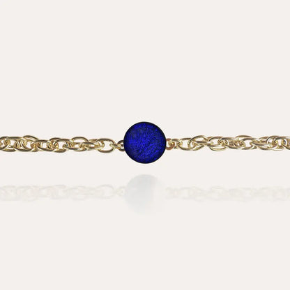 Bracelet pour femme en perle fine, doré et bleu nocturnelle