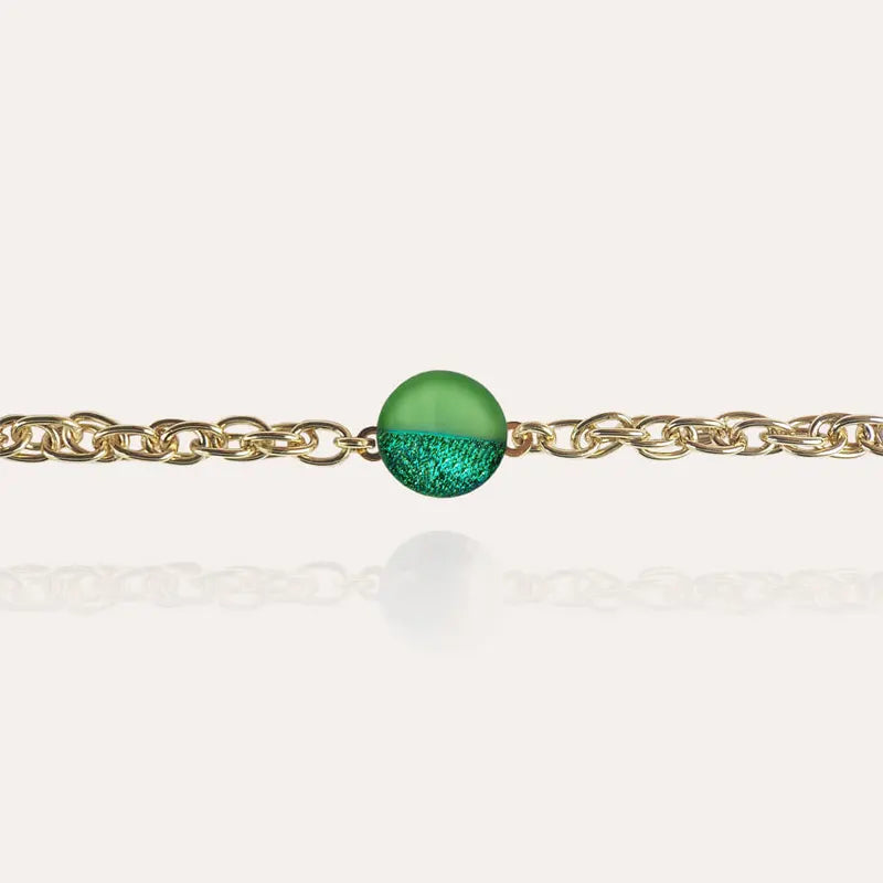 Bracelet en perle pour femme, plaque or et vert avantica
