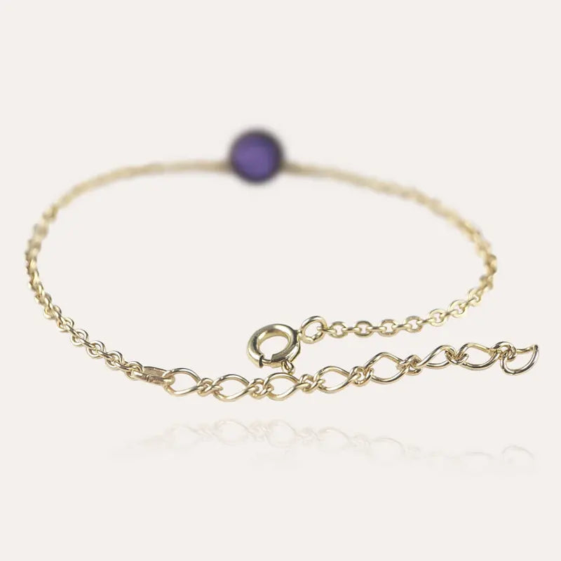 Bracelet fin pour femme chaîne doré, violet lilalune