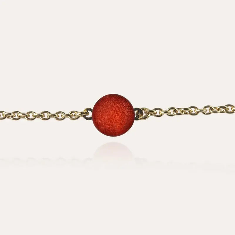 Bracelet fin pour femme chaîne fine doré, rouge flambesia