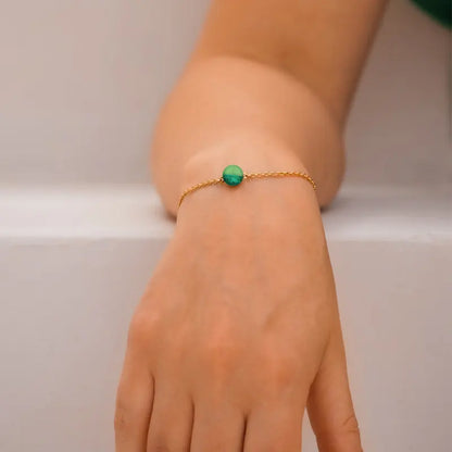 Bracelet fin pour femme cher en plaque or, vert avantica