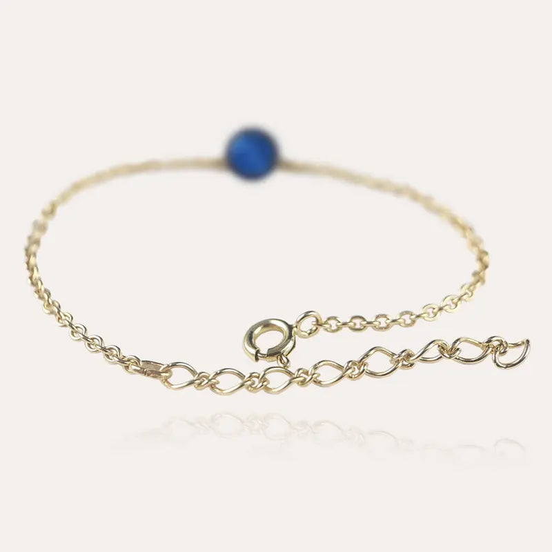 Bracelet fin pour femme doré en plaque or, bleu lagonia