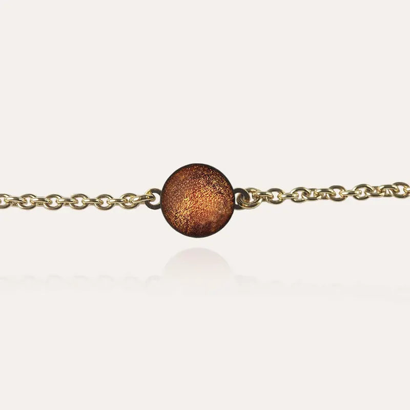 Bracelet fin pour femme gros et or, marron et orange safrane