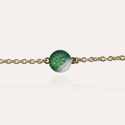 Bracelet fin pour femme maille doré, vert orneige
