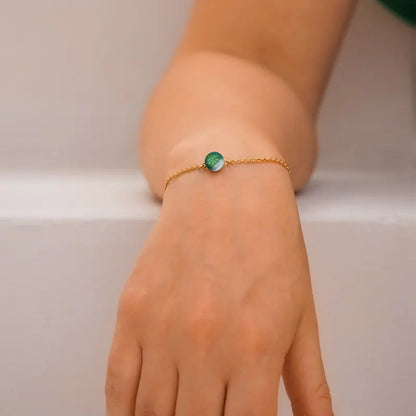 Bracelet fin pour femme maillon en or, vert orneige