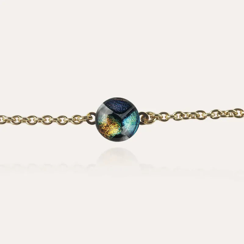 Bracelet fin pour femme en verre de Murano or, multicolore elumina