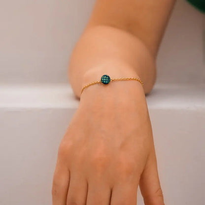 Bracelet fin pour femme en verre de Murano en plaque or, vert charmella