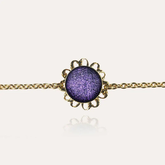Bracelet fleur femme solde en or violet lilalune