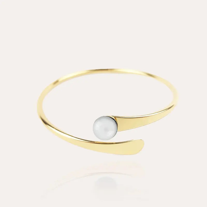 Bracelet jonc perles verre pour bijoux doré blanc lumine
