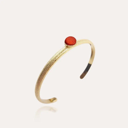 Bracelet manchette bijou en or pour femme, couleur rouge. flambesia