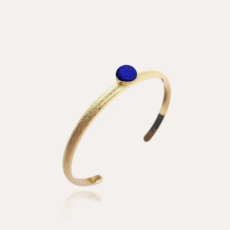 Bracelet manchette jonc coloré et doré pour femme, couleur bleu. nocturnelle