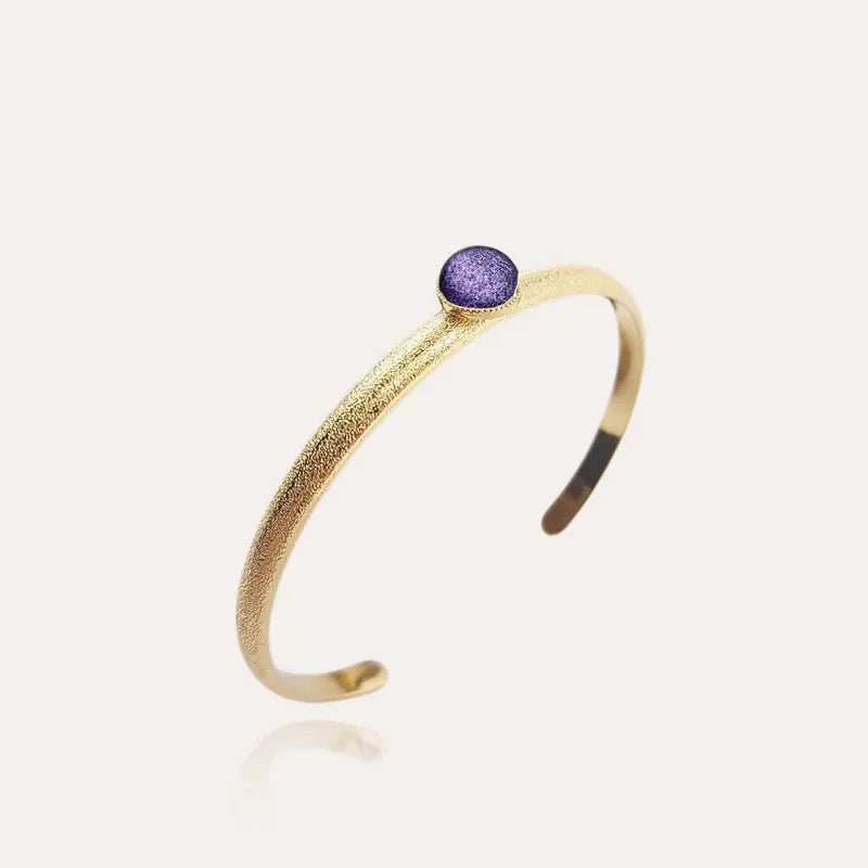 Bracelet manchette large pour femme, doré, couleur violet. lilalune