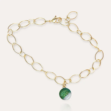 Bracelet pampille avec un pendentif doré vert orneige