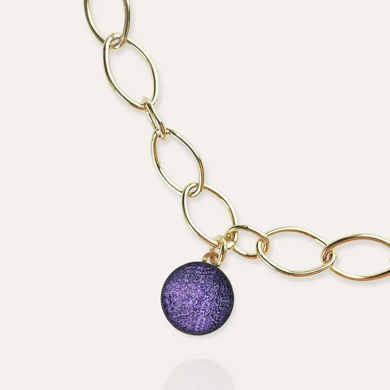 Bracelet pampille avec un pendentif or violet lilalune