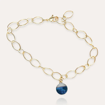 Bracelet pampille fabrication française plaqué or bleu bleuange