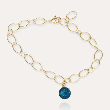 Bracelet pampille forme de coeur or bleu azuline