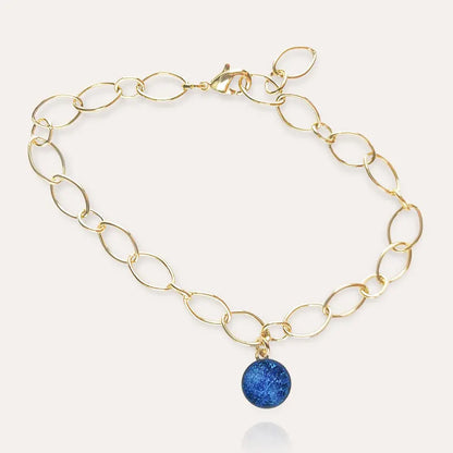 Bracelet pampille pandora or bleu lagonia