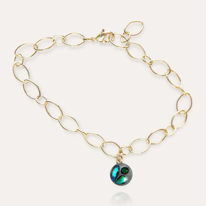 Bracelet pampille en verre artisanal pour femme, doré bleu voluca