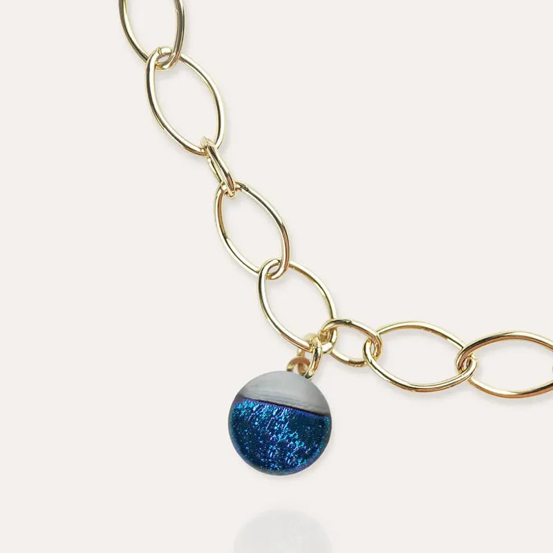 Bracelet pampille en verre avec breloque en or, bleu bleuange