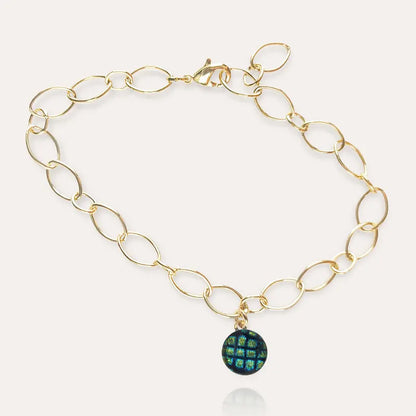 Bracelet pampille en verre bijoux de créateur en or, vert charmella