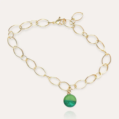 Bracelet pampille en verre bijoux pour femme, doré vert avantica