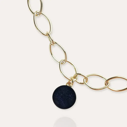 Bracelet pampille en verre bijoux pour femme, plaque or bleu albarelle