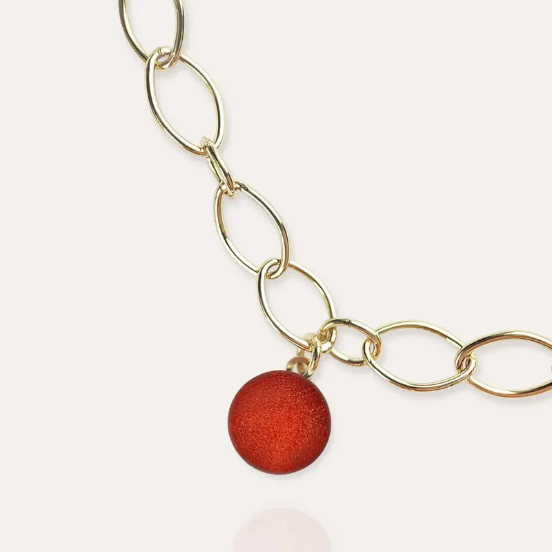 Bracelet pampille en verre réglable, doré rouge flambesia