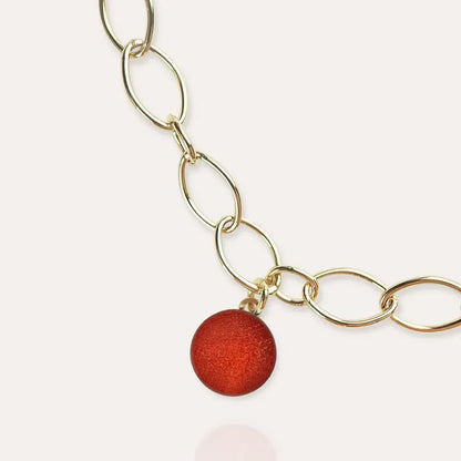 Bracelet pampille en verre réglable, doré rouge flambesia