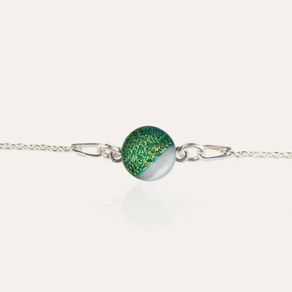 Bracelet perle pour femme en argent vert orneige