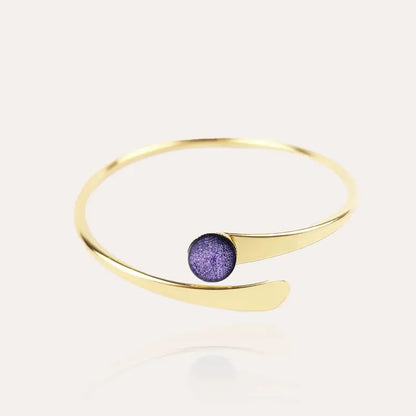 Bracelet rigide pour femme jonc doré violet lilalune