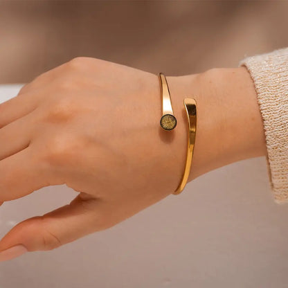 Bracelet rigide pour femme manchette doré marron orange alara