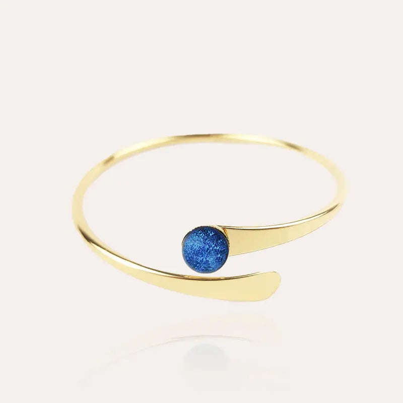 Bracelet rigide pour femme manchette bijoux doré bleu lagonia